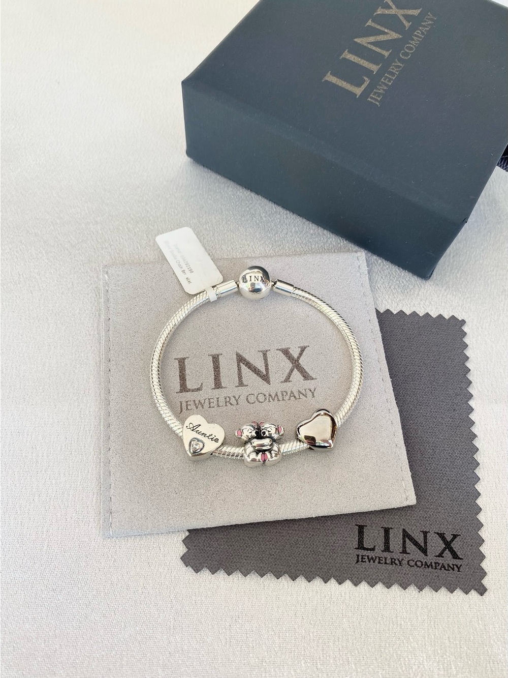 Linx Snake Chain Bracelet with Auntie Themed Charms
